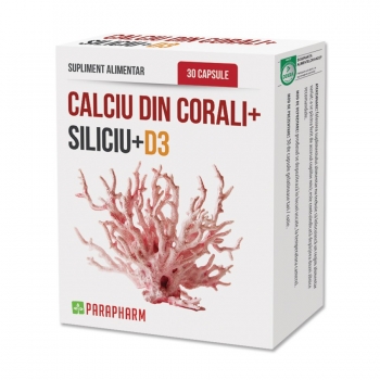 Calciu din corali + Siliciu + D3, 30 capsule