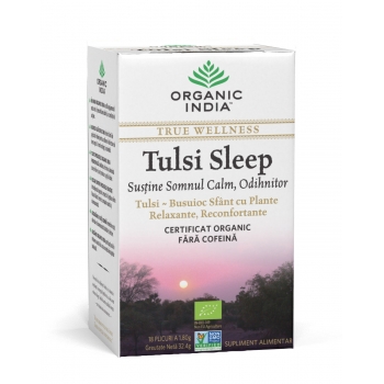 Ceai Tulsi Sleep - Relaxant, Reconfortant, Pentru Somn, 100% Certificat Organic, 18 plicuri
