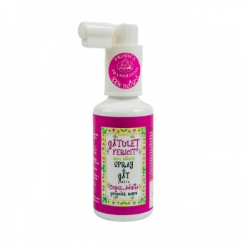 Gatulet Fericit - Spray de gat pentru copii si adulti -100% Natural - cu Propolis si Miere, 20 sau 50 ml