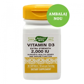 Natures Way Vitamina D3 2000UI, 30 capsule
